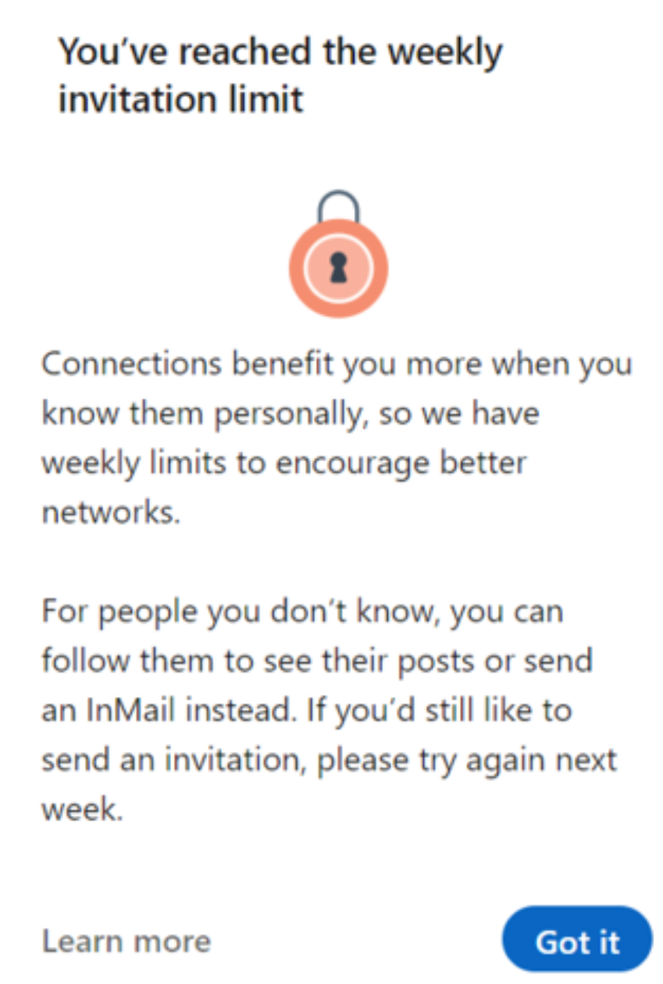 Linkedin weekly invite limit