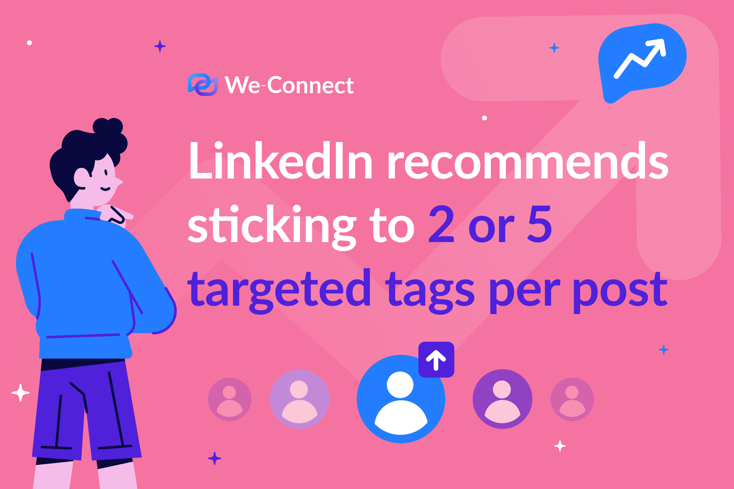 LinkedIn recommend sticking to 2 or 5 hashtags per post