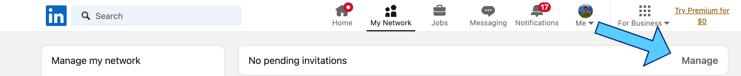 Manage your connections in the My Networks tab