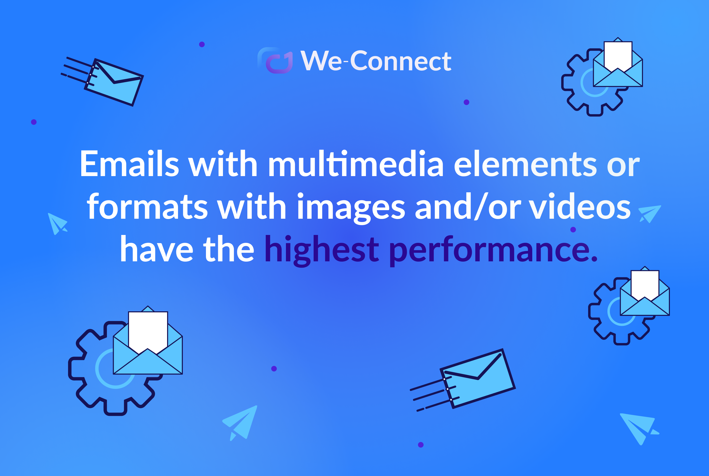 Emails with multimedia elements or formats with images and/or videos have the highest performance. 